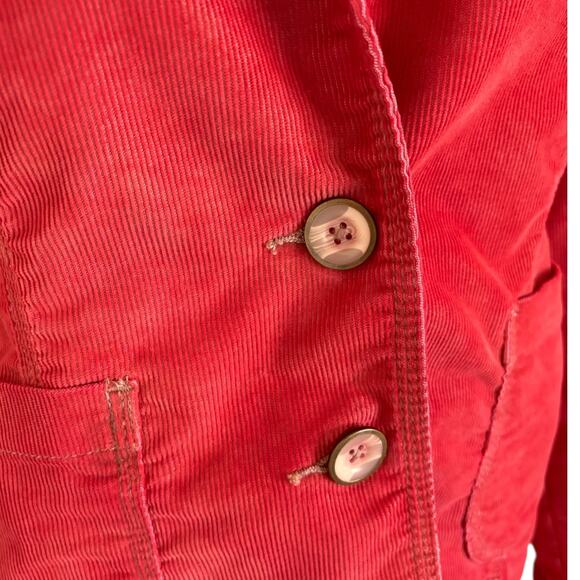 Upcycled Red Corduroy Fur Collar Jacket Penny Lane Mob Wife Boho Glam 70s Style - Picture 4 of 9